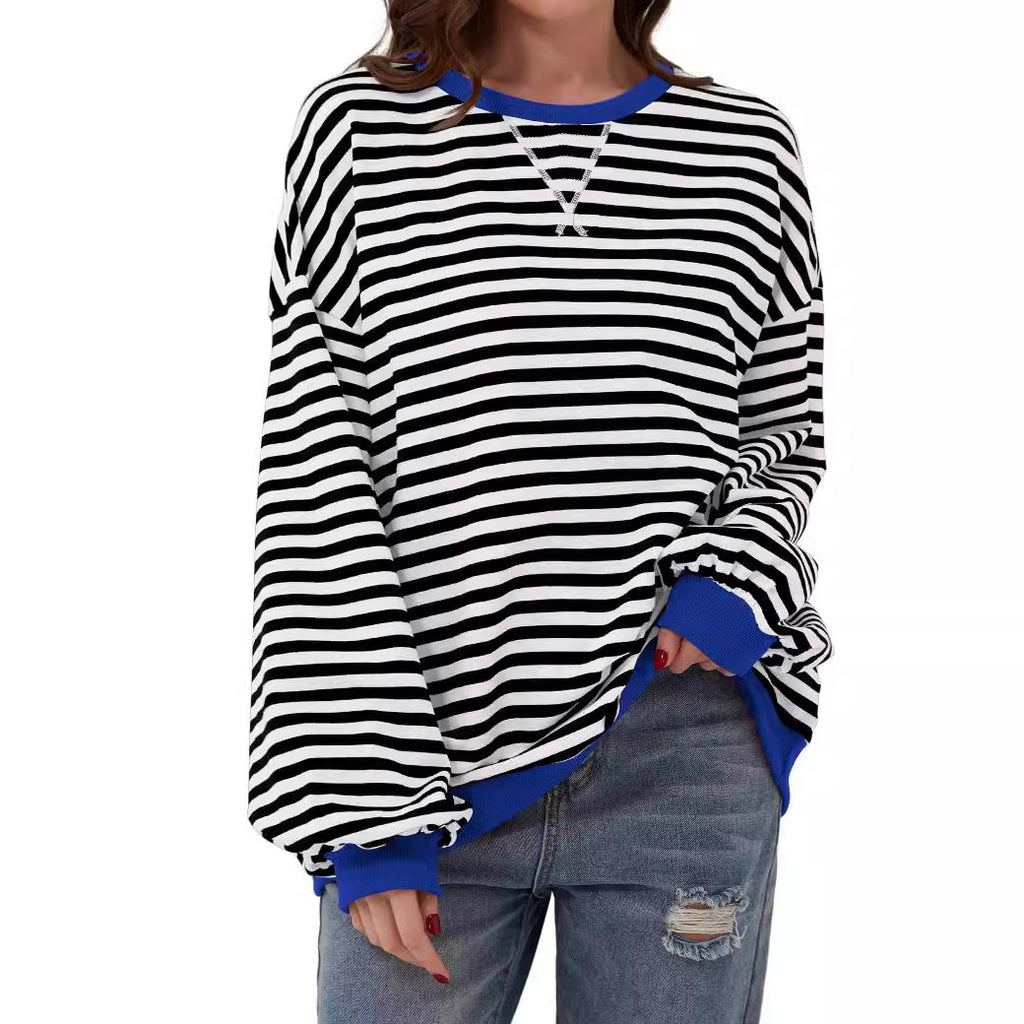 Eleanor Prescott | Striped Oversized Crew Neck Sweatshirt