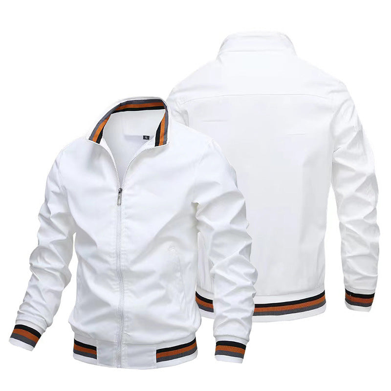 Alistair Thorne | Mens Jacket with Striped Rib Trim