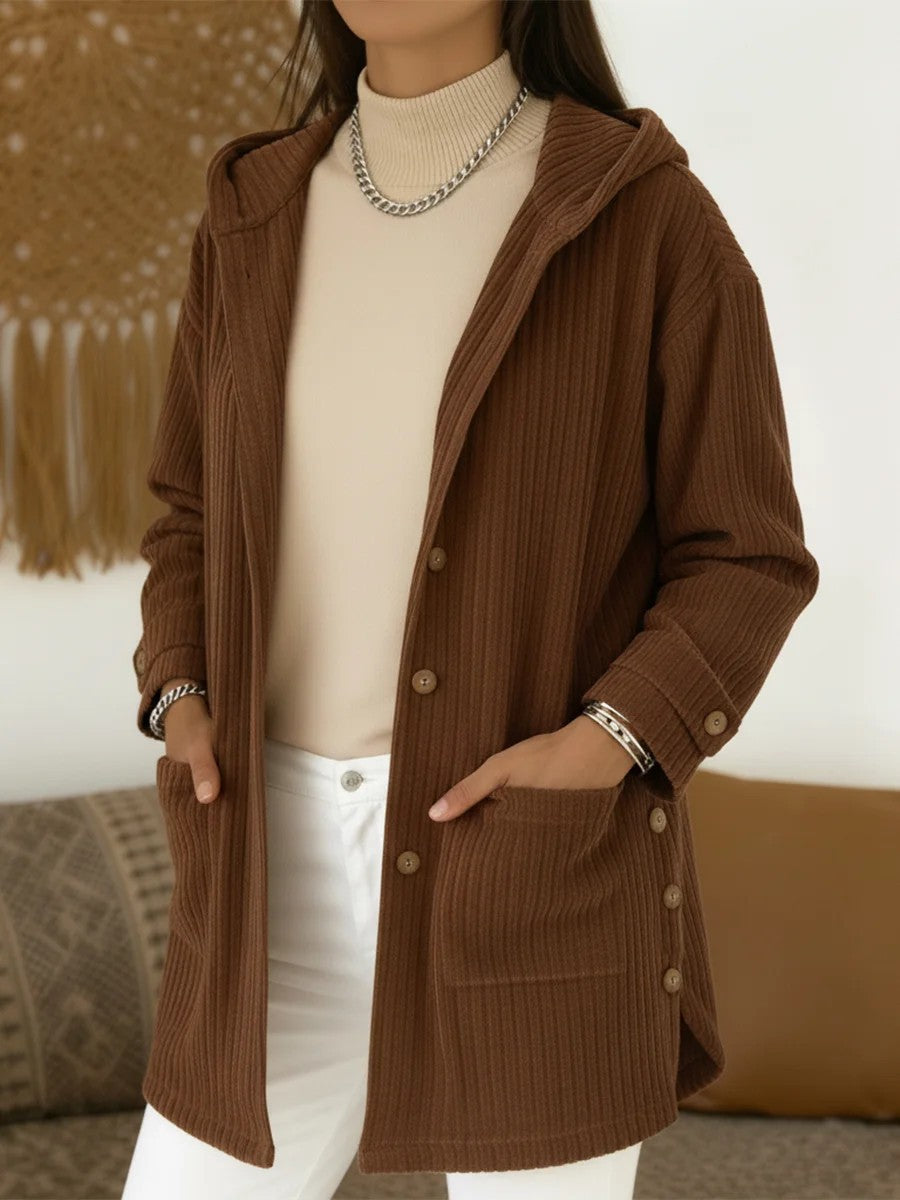 Verity Robinson | Corduroy Hooded Longline Jacket For Women