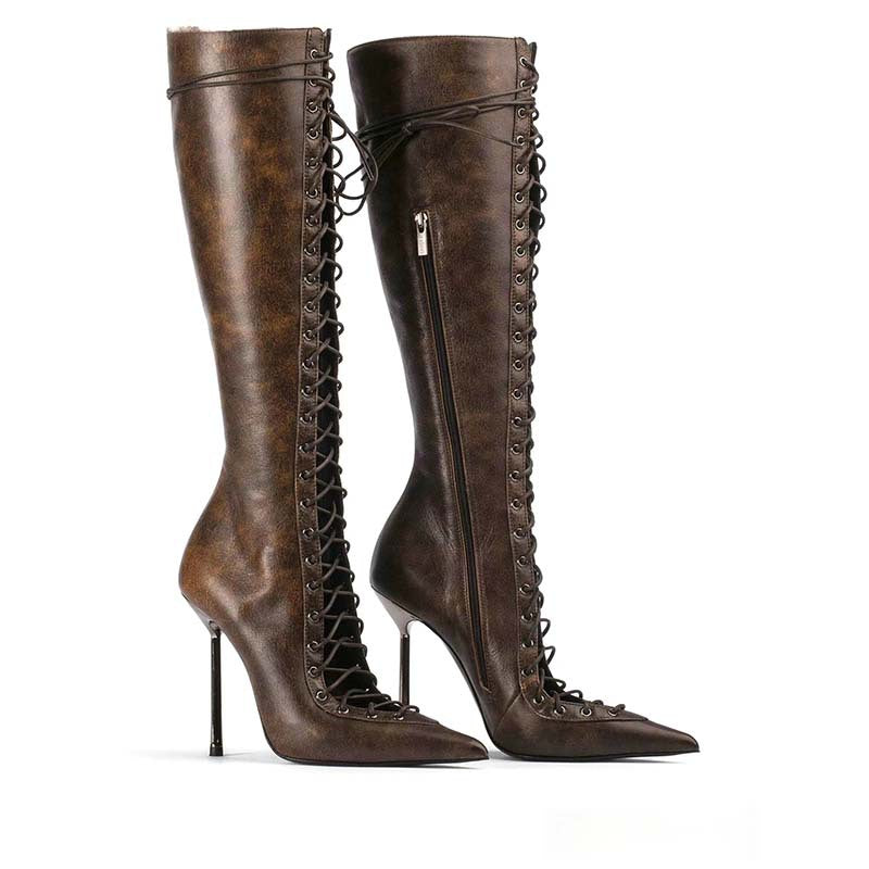 Cressida Blackwood | Lace-Up Knee-High Stiletto Boots