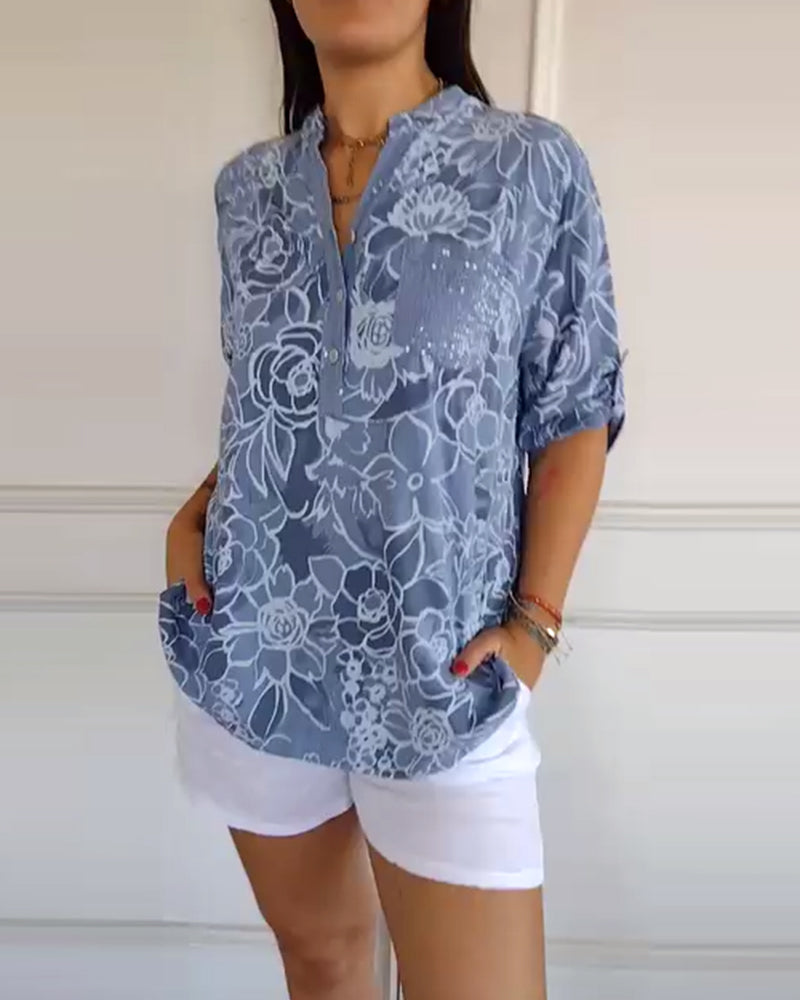 Imogen Sutcliffe | Floral Print Blouse With Roll-Up Sleeves