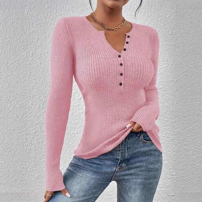 Phoebe Wilson | Front-Button Ribbed Knit Top