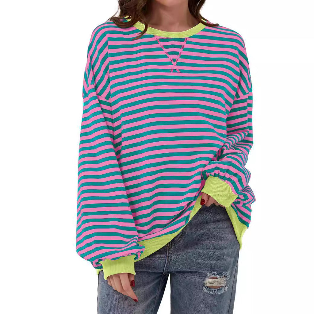 Eleanor Prescott | Striped Oversized Crew Neck Sweatshirt