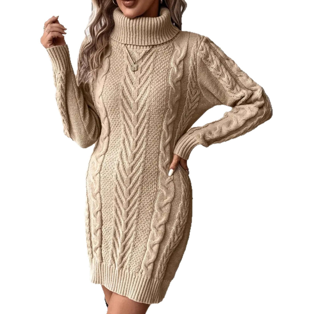Charlotte Edwards | Cable Knit Turtleneck Sweater Dress
