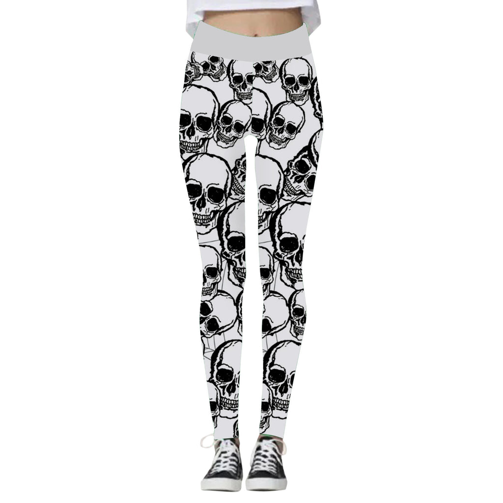 Clara Whitlock | Skull & Pumpkin Print Halloween Leggings