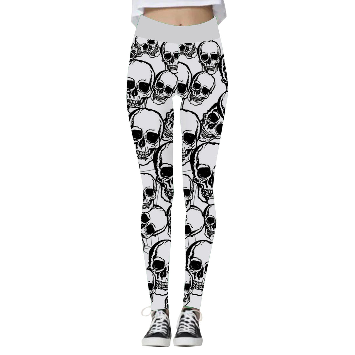 Clara Whitlock | Skull & Pumpkin Print Halloween Leggings