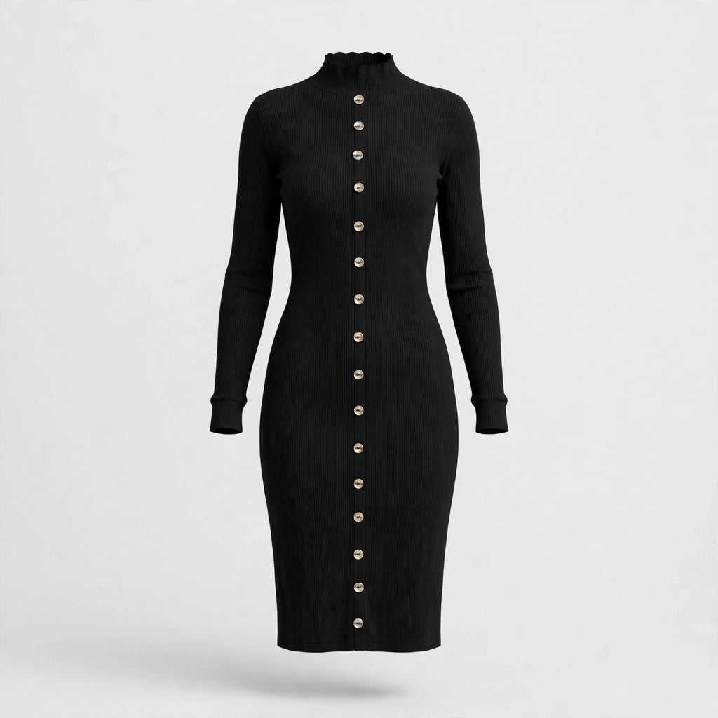Harriet Wexford | Ribbed Knit Button-Front Midi Dress