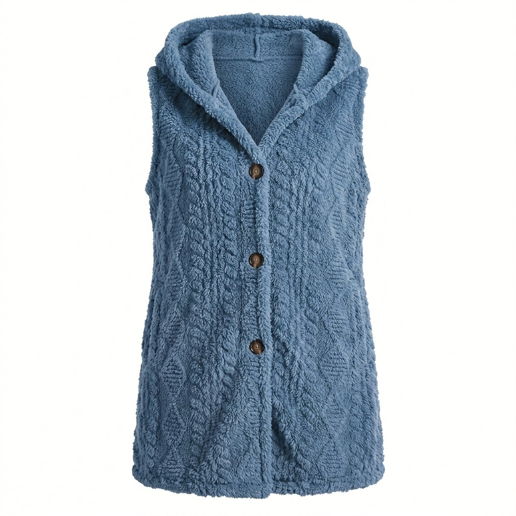 Beatrice Turner | Hooded Faux Fur Cable Knit Vest Cardigan