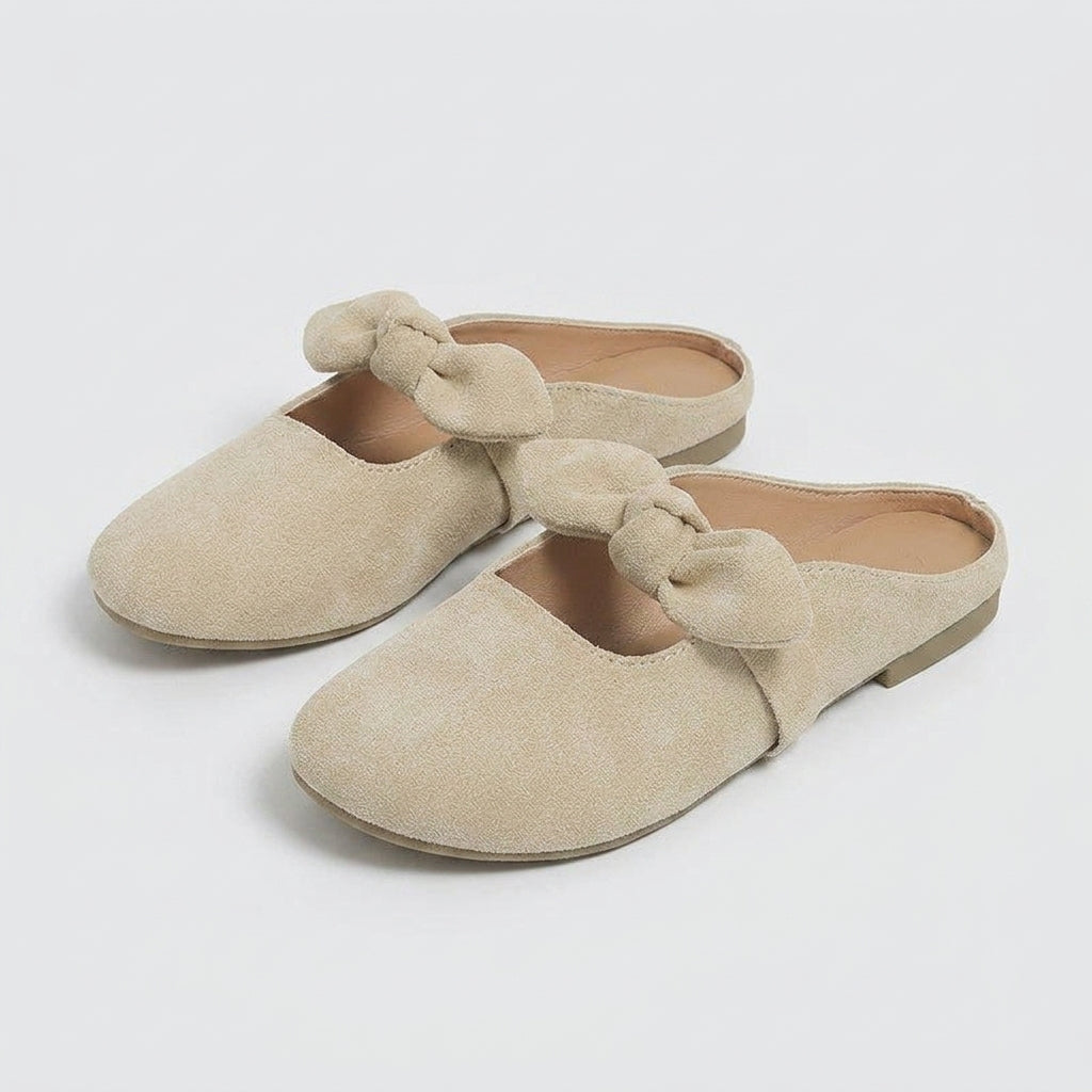 Beatrice Wilson | Bow Detail Mule Slippers - Apricot