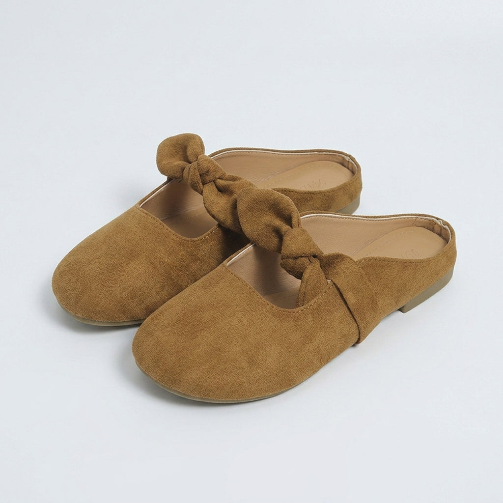 Beatrice Wilson | Bow Detail Mule Slippers - Camel