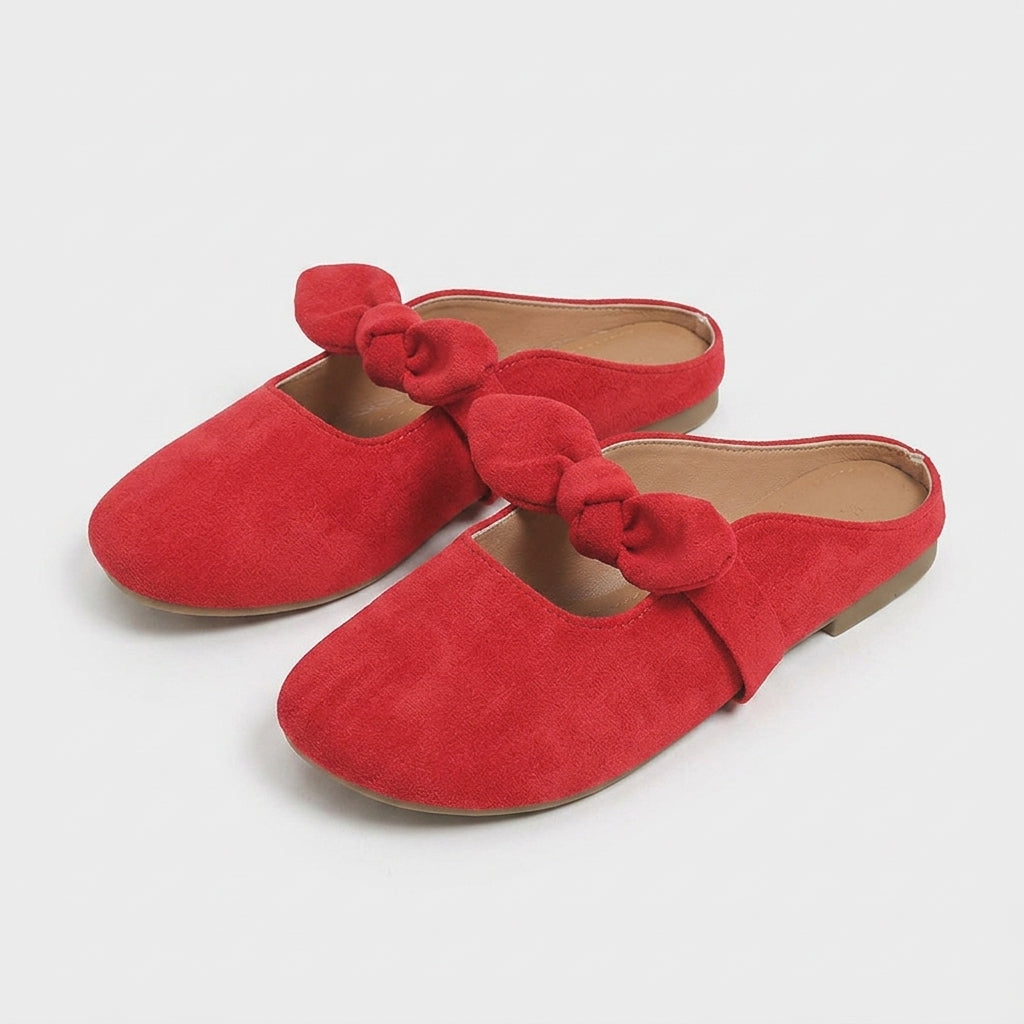 Beatrice Wilson | Bow Detail Mule Slippers - Red