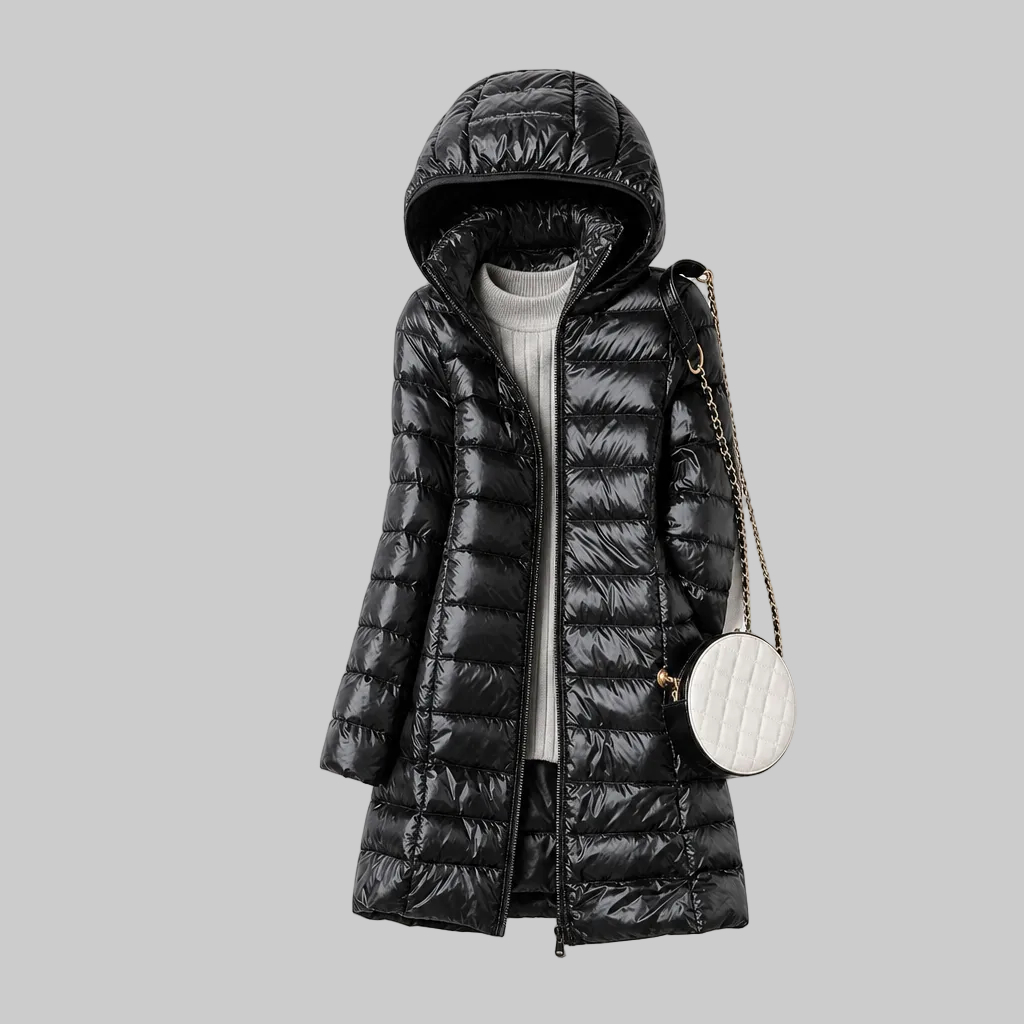 Women's Lightweight Long Hooded Quilted Coat
