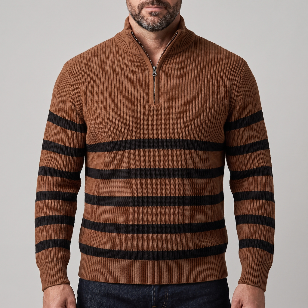 Rhys Calderwood | Striped Half-Zip Sweater