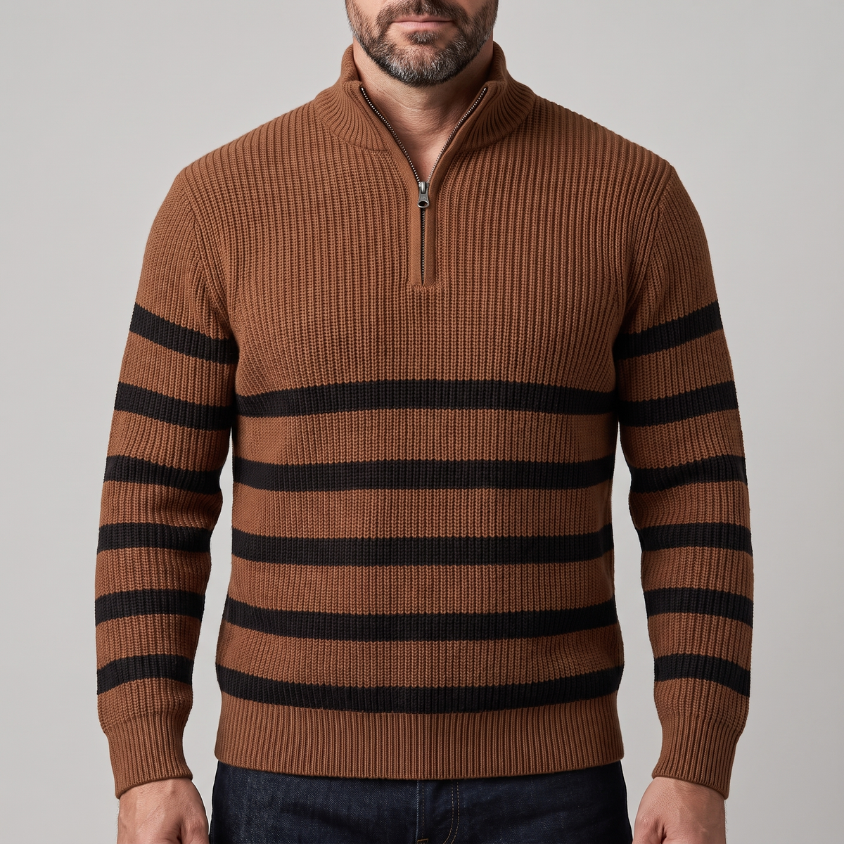 Rhys Calderwood | Striped Half-Zip Sweater