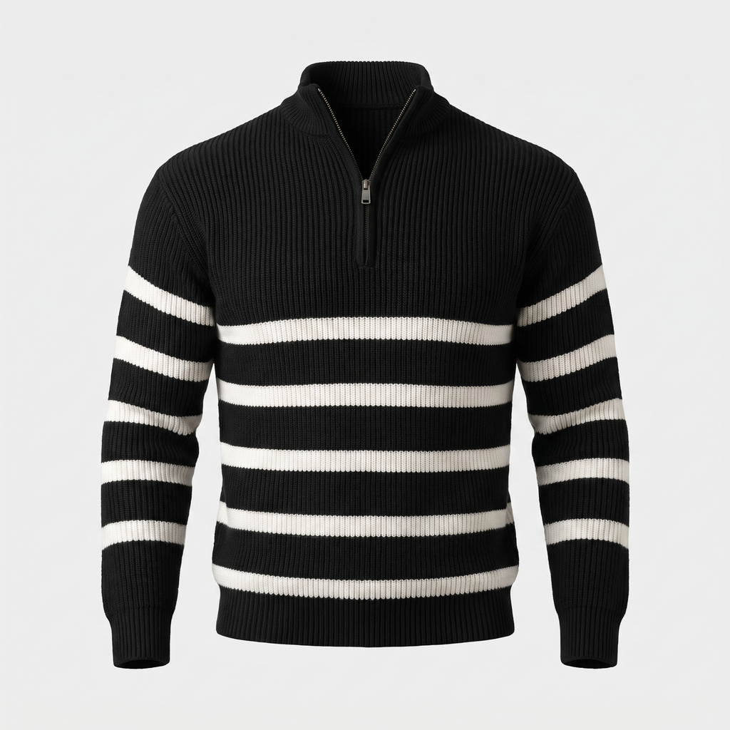 Rhys Calderwood | Striped Half-Zip Sweater