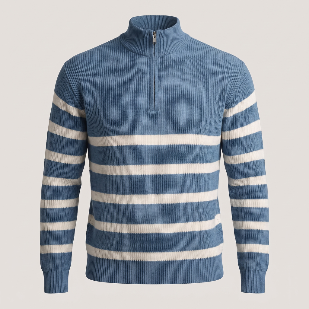 Rhys Calderwood | Striped Half-Zip Sweater