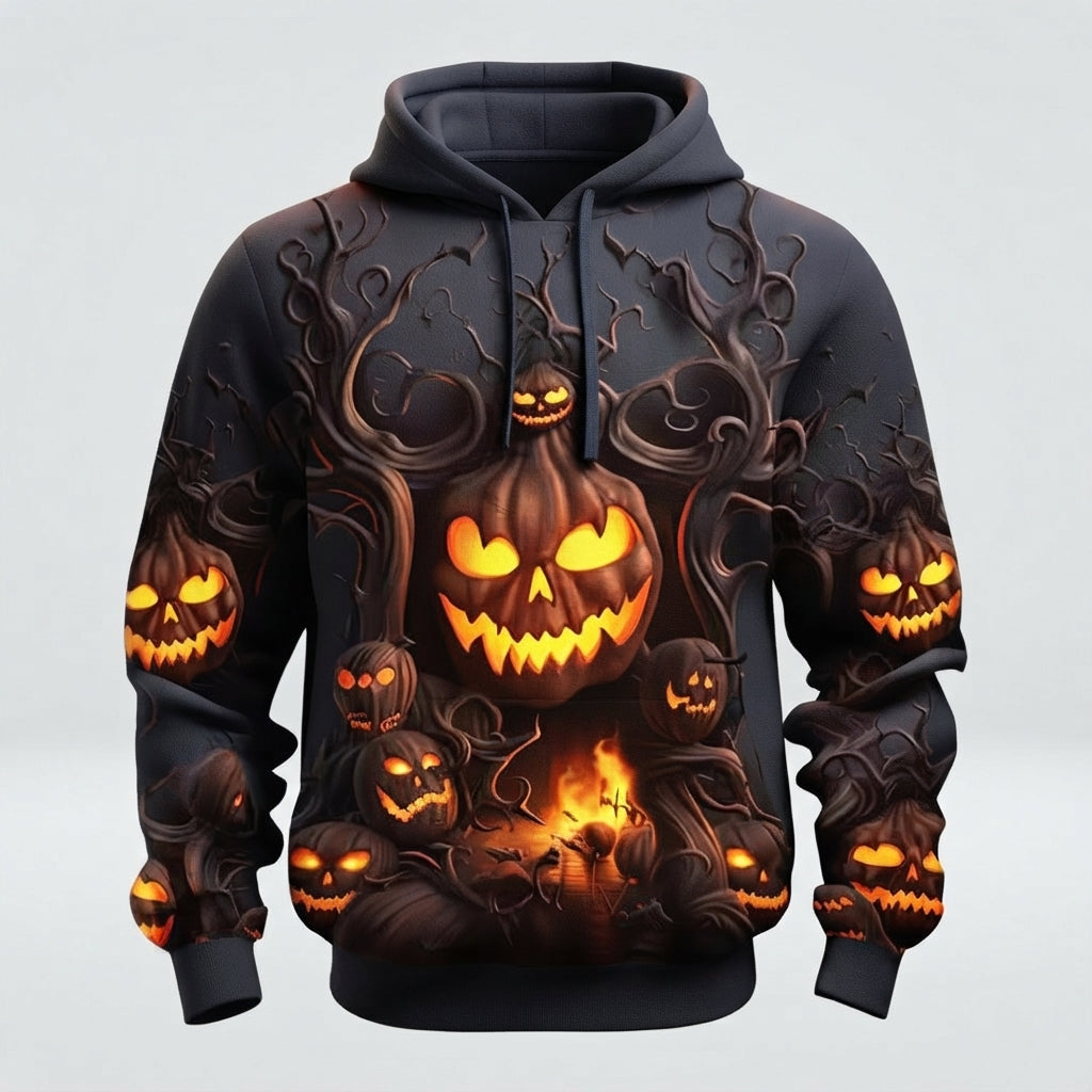 Malcolm Ferris | Glow-Print Pumpkin Hoodie For Men