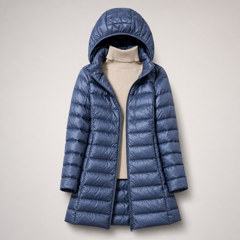Women's Lightweight Long Hooded Quilted Coat