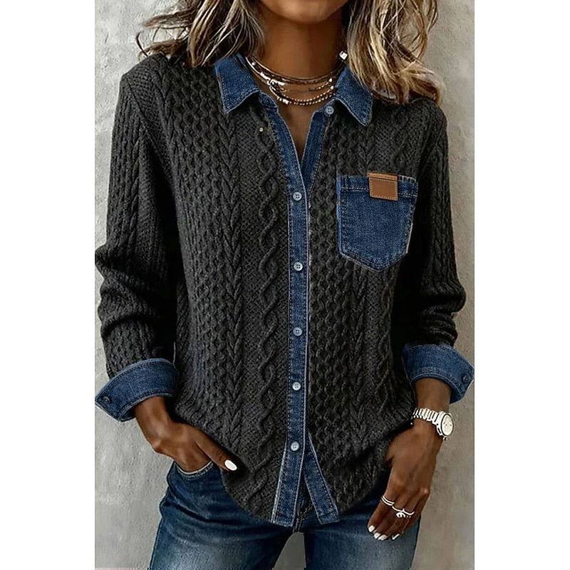 Verity Ashcombe | Textured Contrast Knit Shirt