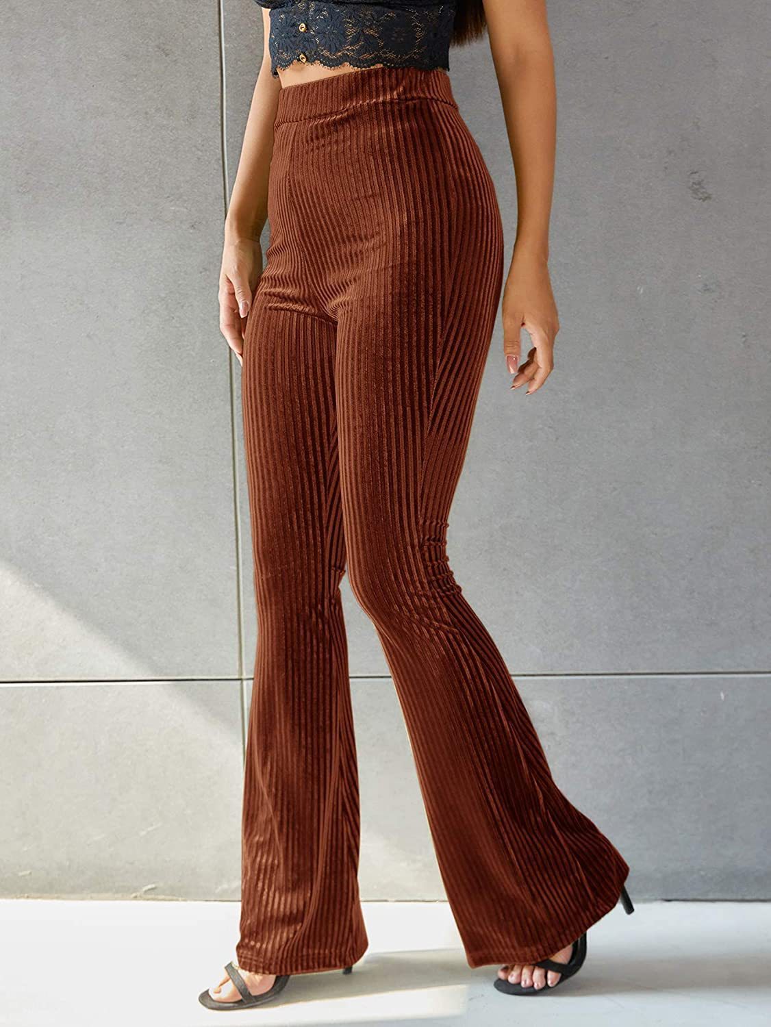 Isla Thompson | Velvet Ribbed High-Waist Flare Trousers