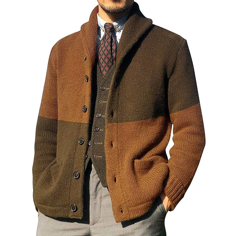 Charles Wetherby | Colour-Block Shawl Collar Knitted Cardigan