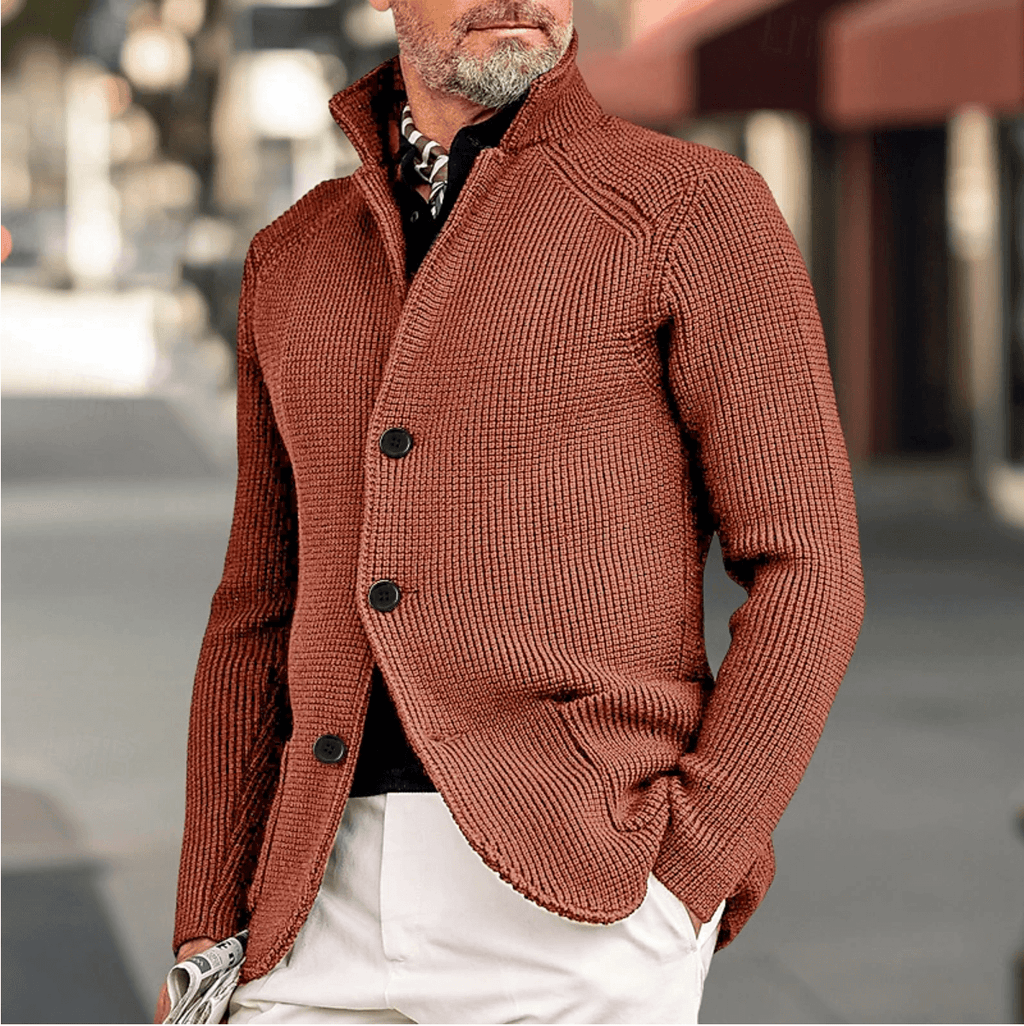 Duncan Ashwood | Olive Waffle-Knit Sweater With Button Front