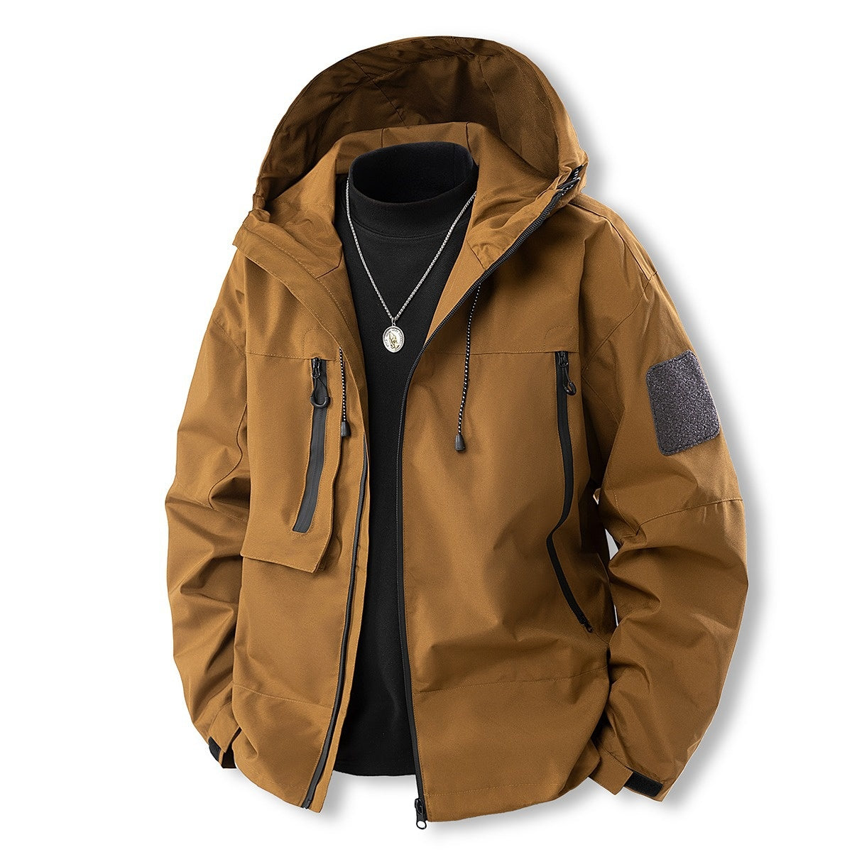 Oliver Bramley | Mustard Yellow Hooded Cargo Mens Jacket