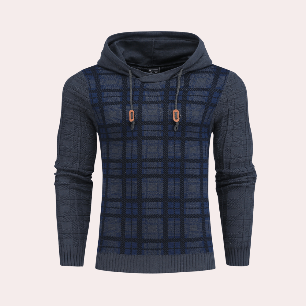 Hugo Sinclair | Checkered Knit Hooded Sweater