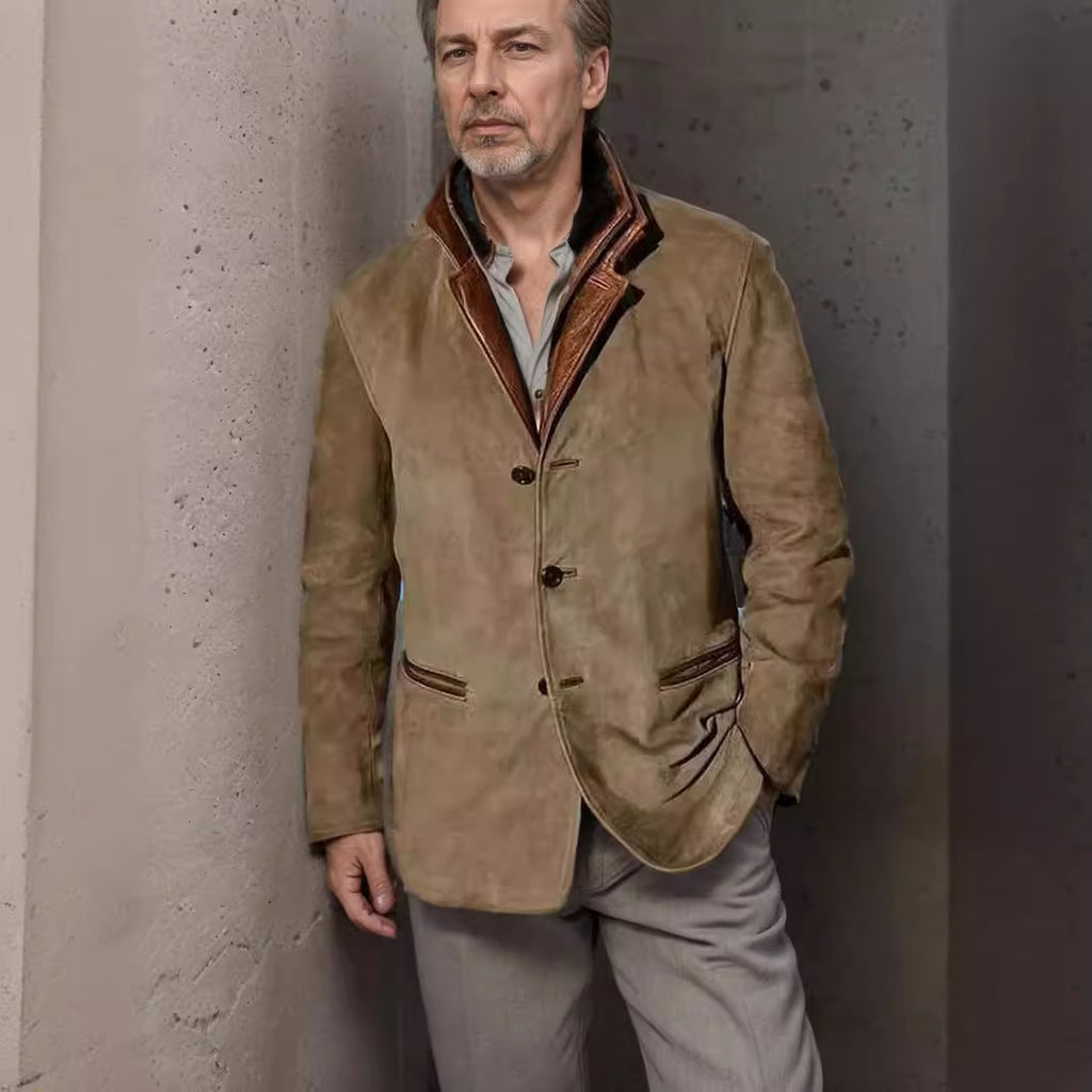 Nigel Pemberton | Suede-Look Mens Jacket With Contrast Trim