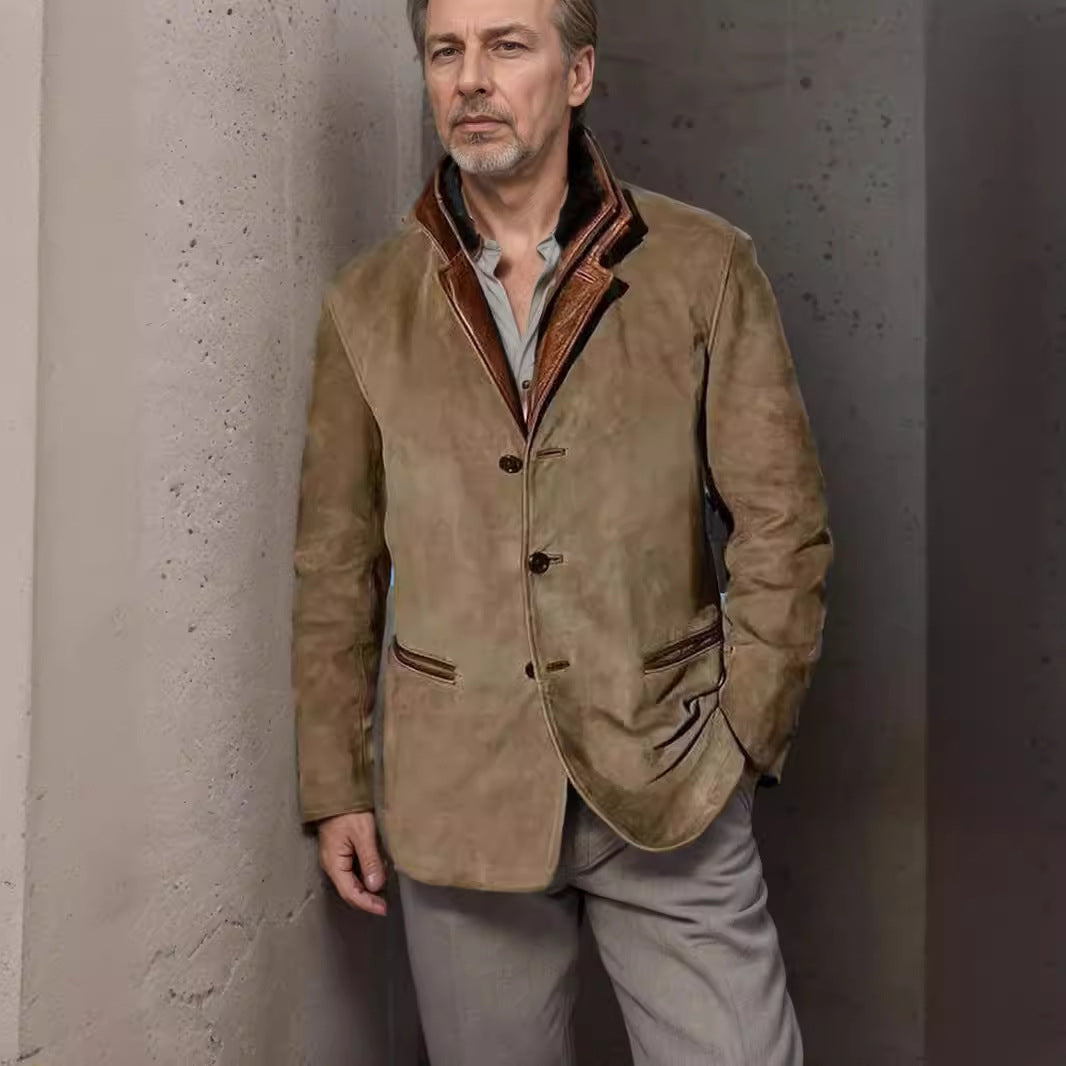 Nigel Pemberton | Suede-Look Mens Jacket With Contrast Trim