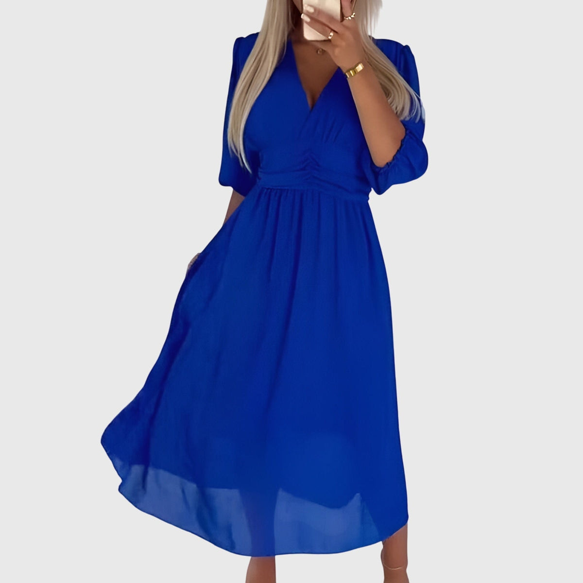 Adeline Foster | Chiffon Maxi Dress With V-Neck