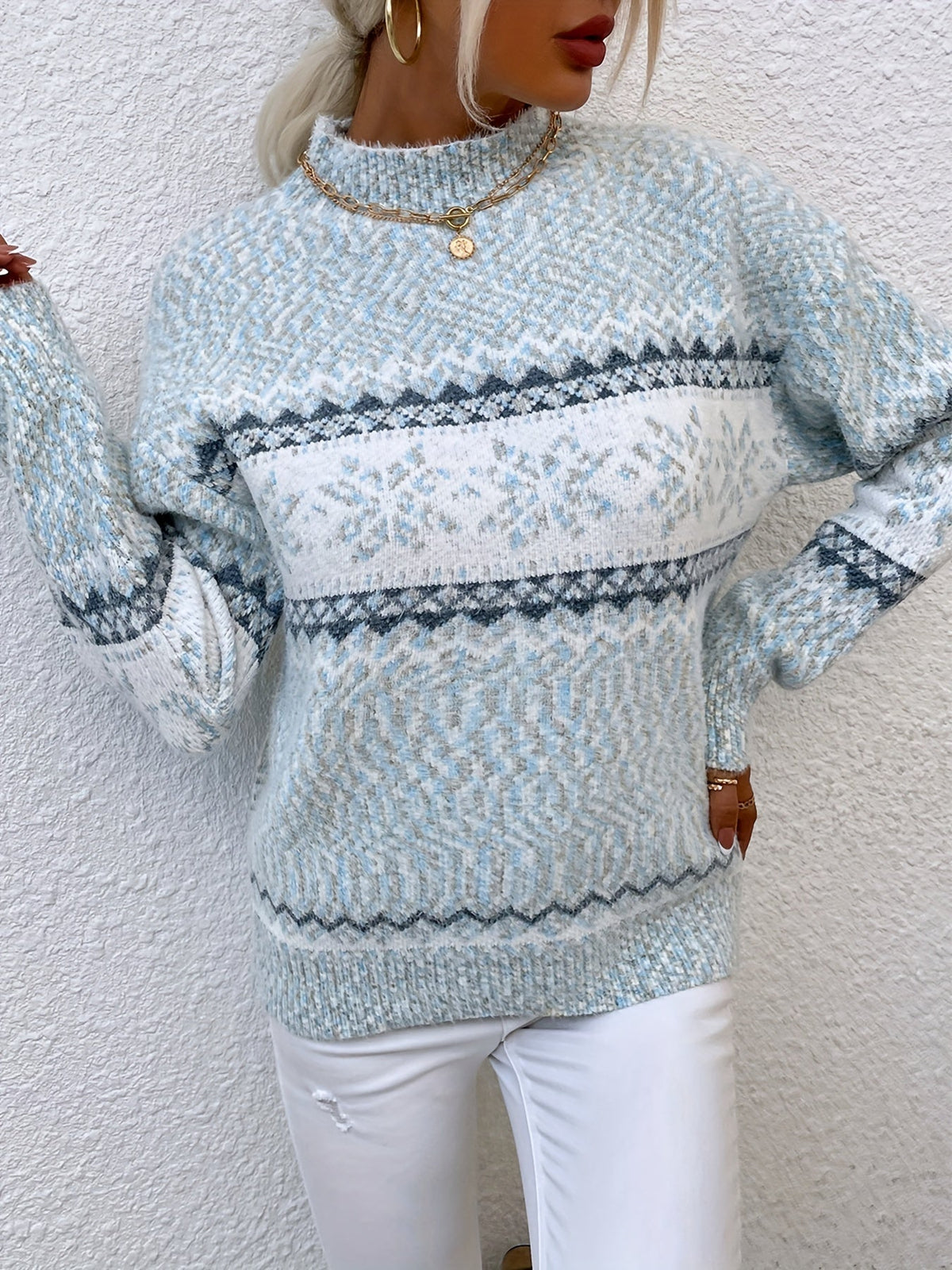 Cressida Ainsworth | Cozy Snowflake Mock-Neck Sweater