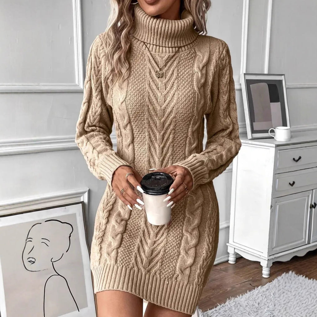 Cecily Kendrick | Cable-Knit Turtleneck Sweater Dress