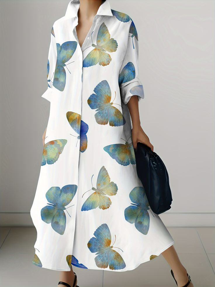Millicent Sheridan | Floral Print Midi Shirt Dress