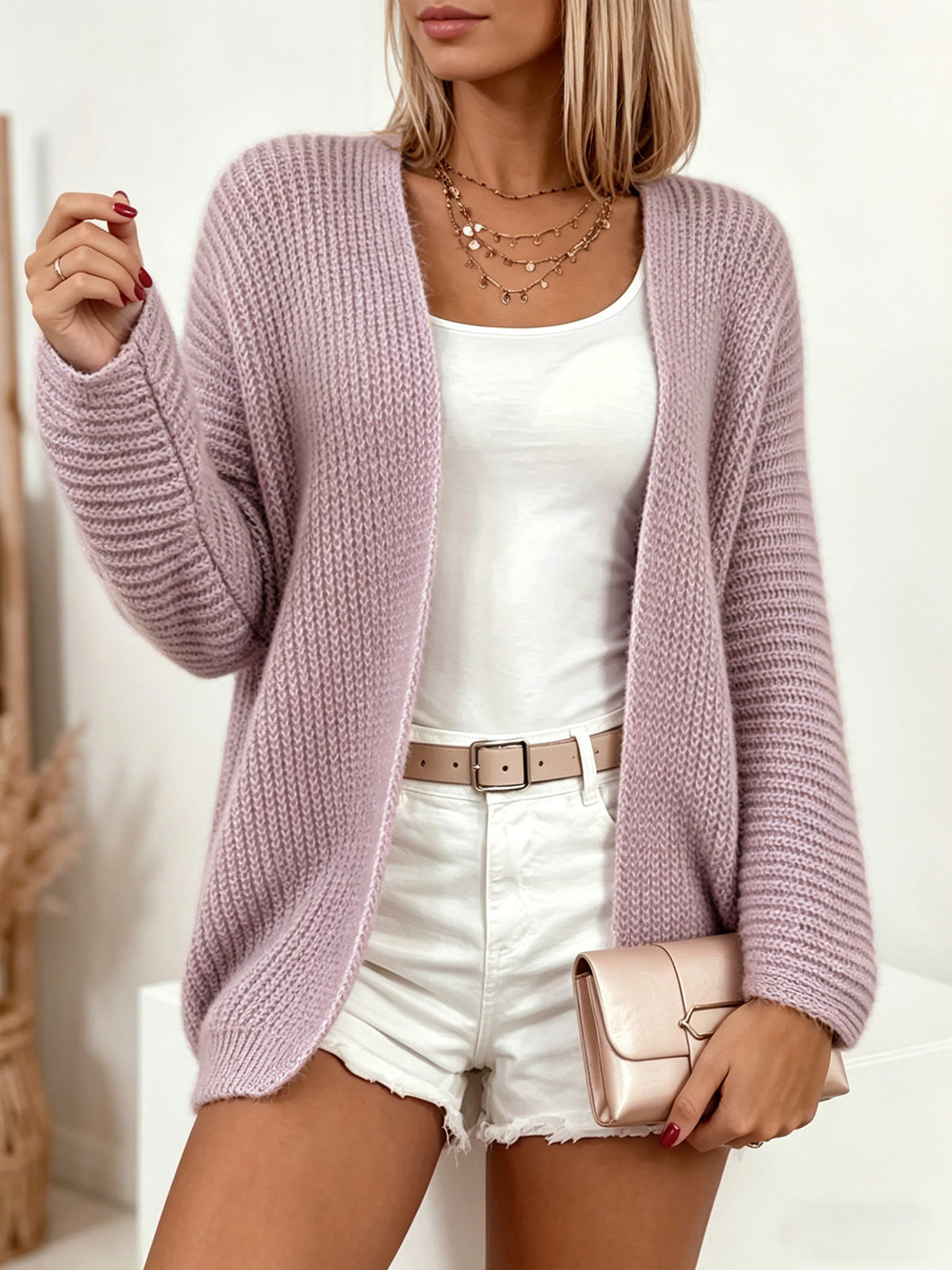 Georgiana Ellery | Purple Knit Open-Front Cardigan