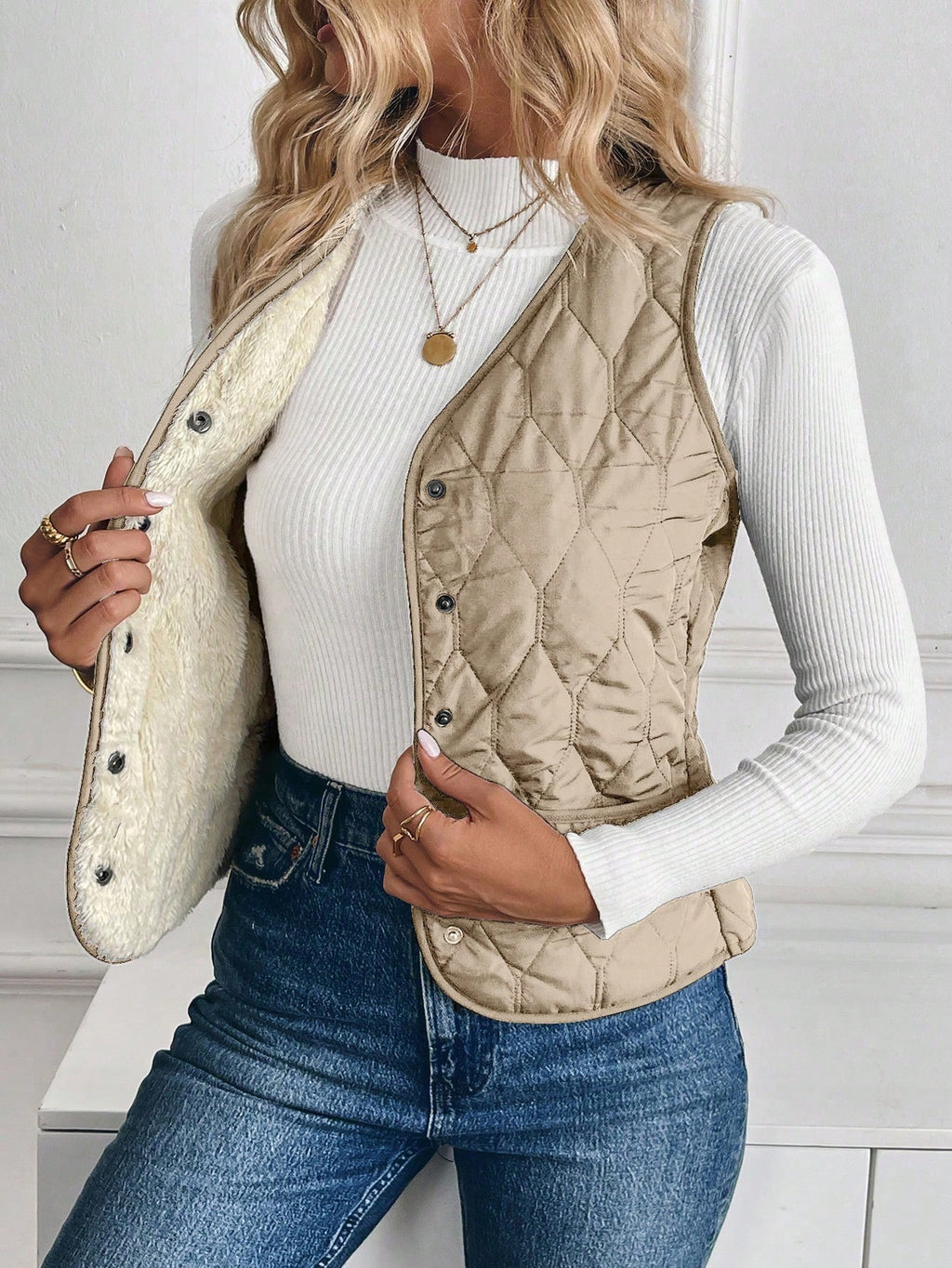 Georgia Thornton | Quilted Padded Gilet with Plush Lining
