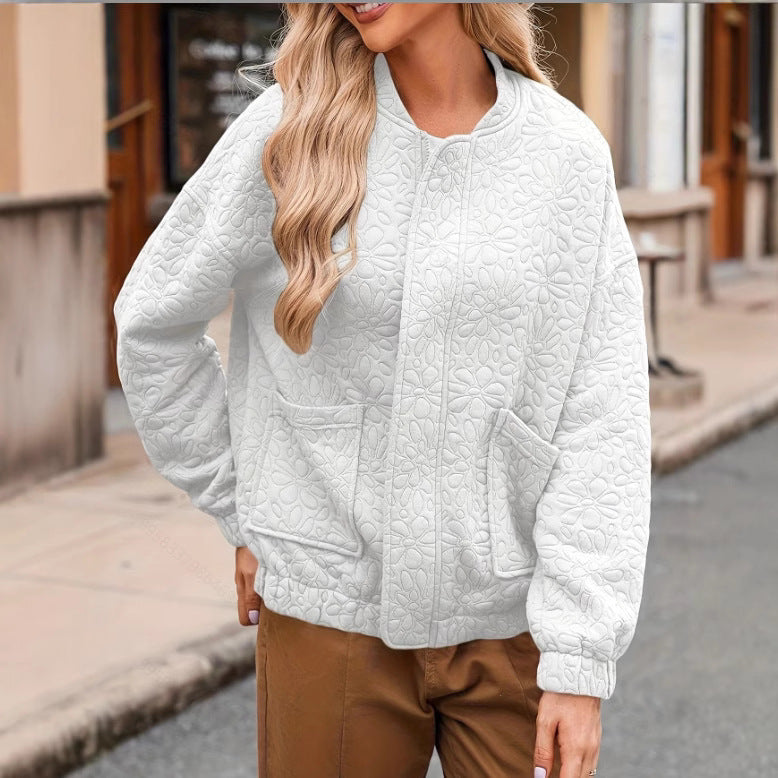 Arabella Robinson | Quilted Textured Zip-Up Jacket for Women