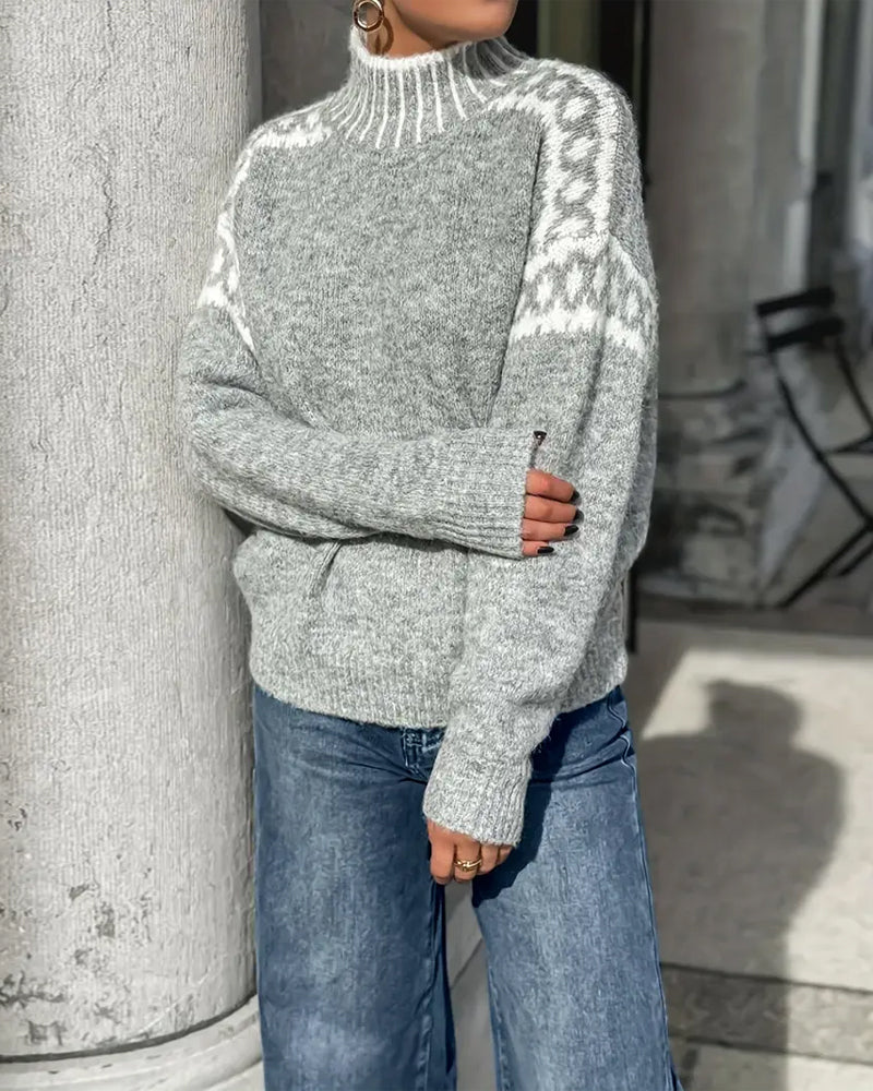 Poppy Ashcroft | Cozy Patterned Turtleneck Sweater
