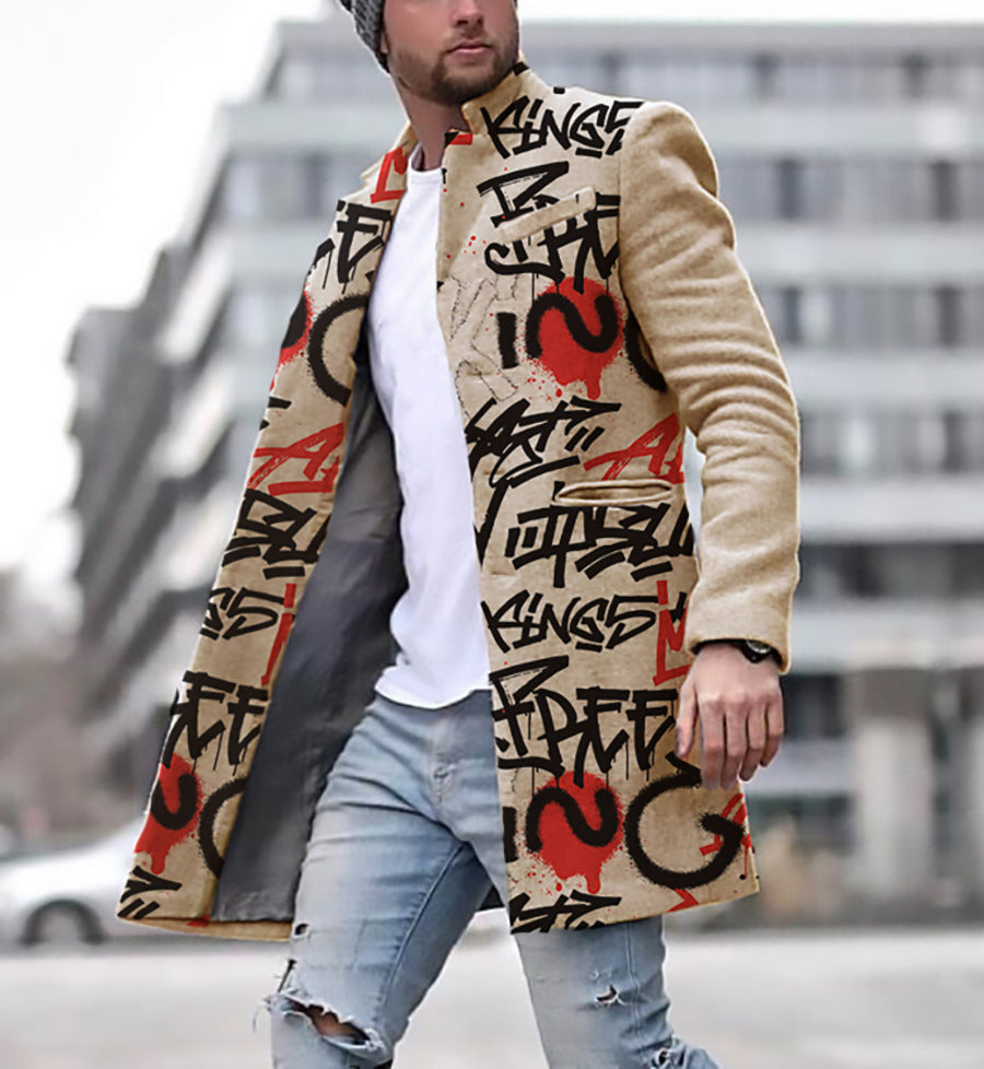 Callum Sinclair | Colour-Block Mens Coat With Printed Panel