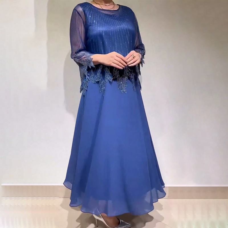 Josephine Latimer | Beaded Fringe Formal Dress with Sheer Sleeves