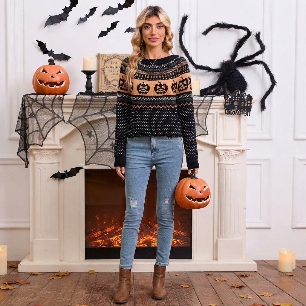 Beatrice Fenton | Pumpkin Fair Isle Sweater