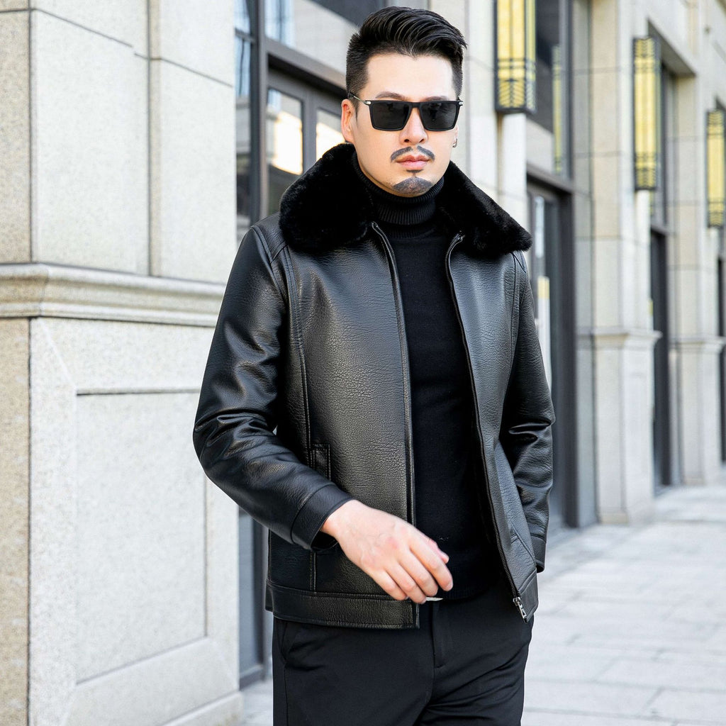 Edward Pratt | Leather Jacket with Faux Fur Collar