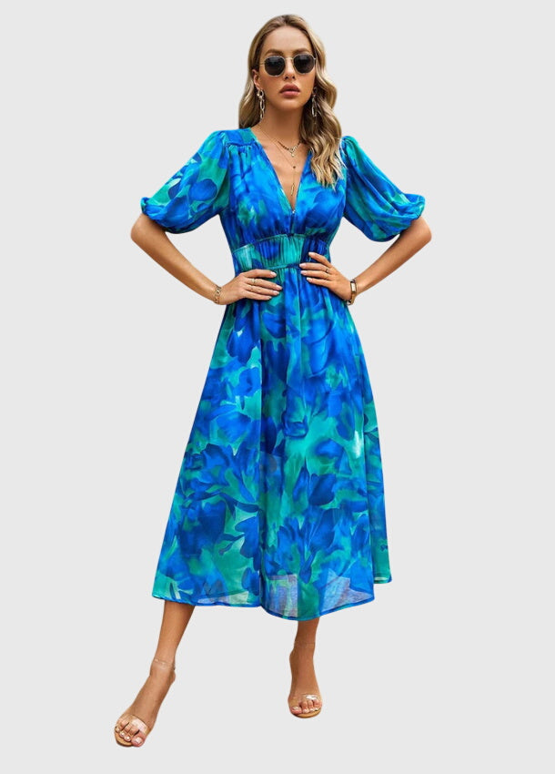 Bianca Moreau | Floral Summer Dress with Smocked Waist