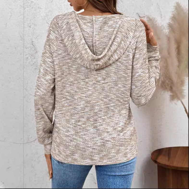 Clemency Whitmarsh | Buttoned Hooded Knit Sweatshirt