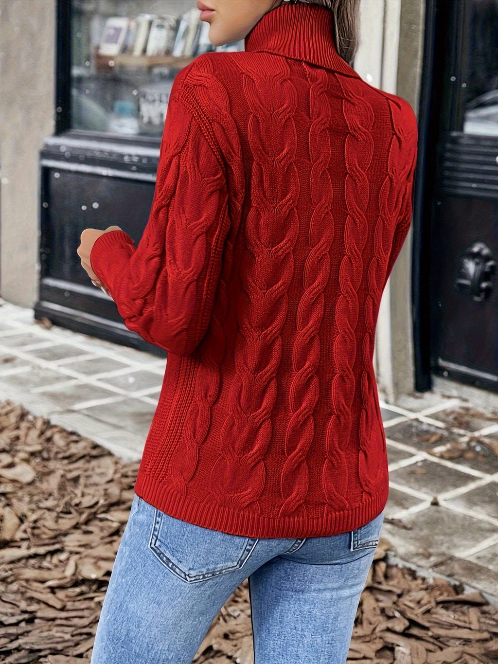 Kirsty Whitmore | Cozy Cable-Knit Turtleneck Sweater