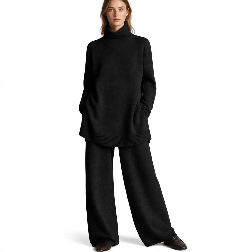 Florence Attwood | Blue Turtleneck Sweater Two-Piece Set