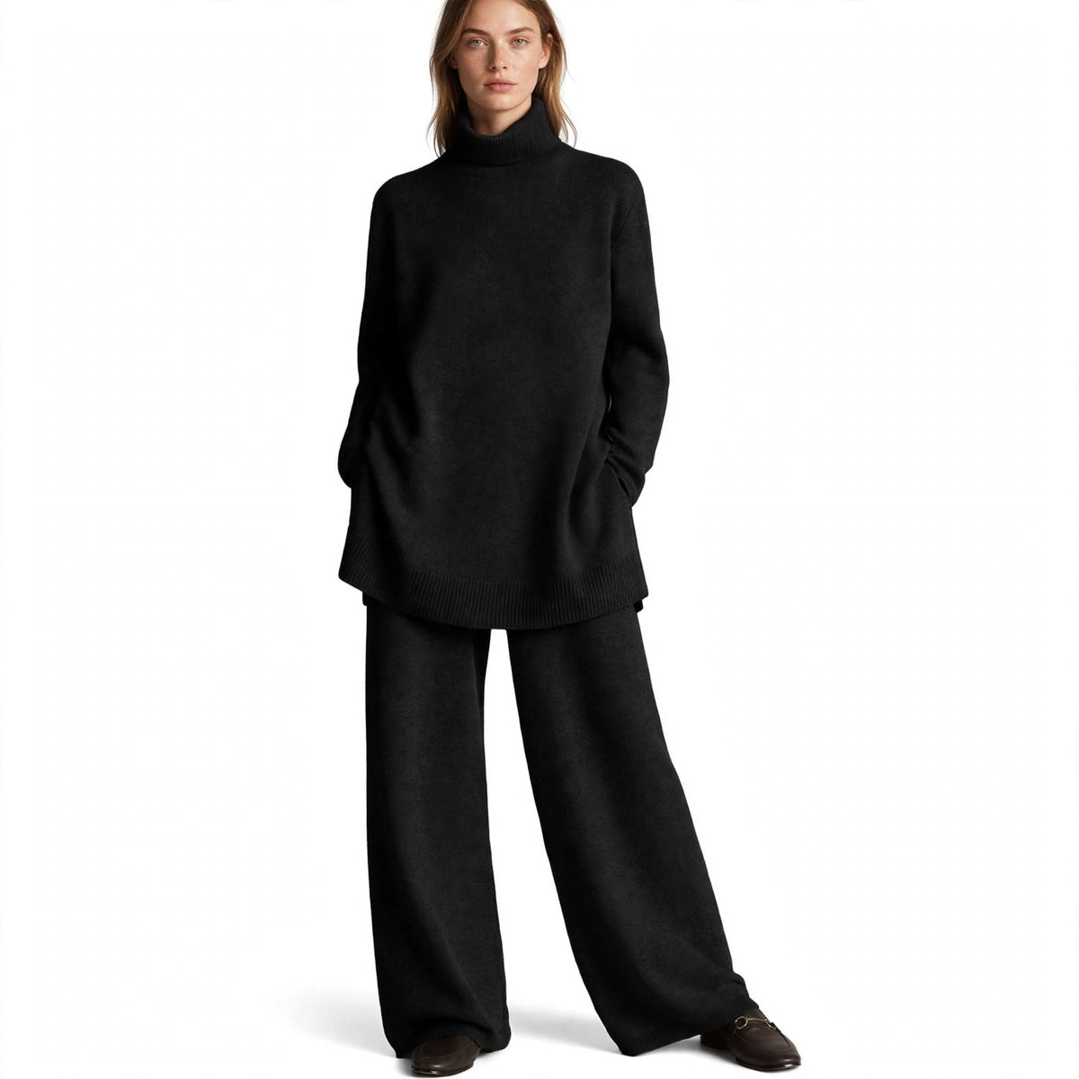 Florence Attwood | Blue Turtleneck Sweater Two-Piece Set