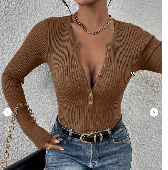Phoebe Wilson | Front-Button Ribbed Knit Top