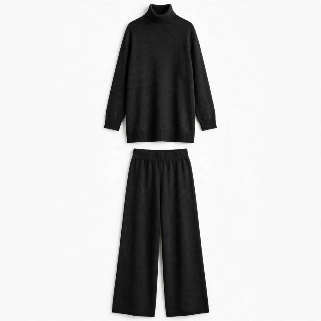 Florence Attwood | Blue Turtleneck Sweater Two-Piece Set