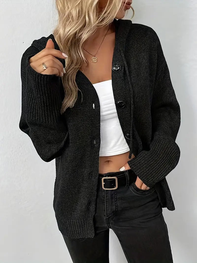Rowena Ashfield | Hooded Single-Breasted Knit Cardigan